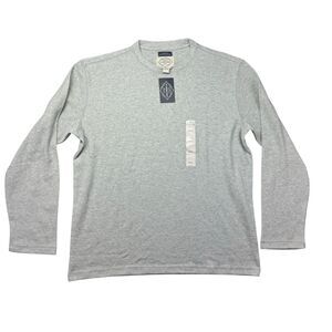St John's Bay Shirt Men's XXL Gray Crew Neck Long Sleeve Super Soft Solid NWT
